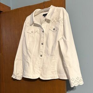 Charter Club White Eyelet Jean Jacket